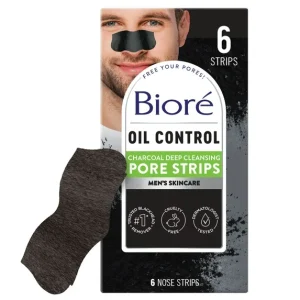 Biore Men's Skincare Charcoal Deep Cleansing Blackhead Remover Pore Nose Strips for Skin Care