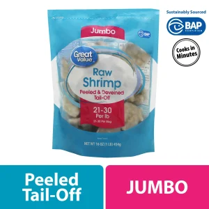 Great Value Raw Jumbo Tail-off Shrimp
