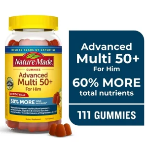 Nature Made Advanced Multivitamin Gummies 50+ for Him, Multivitamin for Men