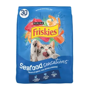 Purina Friskies Dry Cat Food Seafood Sensations With Salmon, Tuna, and Shrimp Flavors