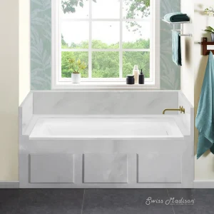 Voltaire 60 x 32 Right Drain Soaking Alcove Bathtub in Glossy White with Integrated Overflow